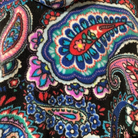 VERA BRADLEY Size Large XL PAISLEY BLUE FLANNEL HOODED BATH ROBE WARM - Picture 3 of 4